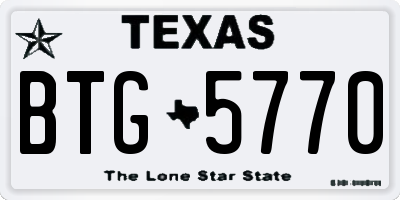 TX license plate BTG5770