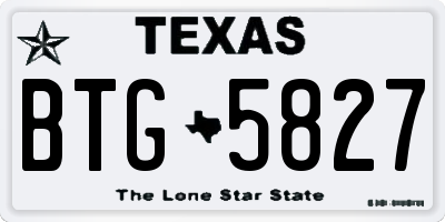 TX license plate BTG5827