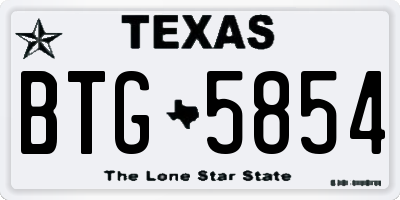 TX license plate BTG5854