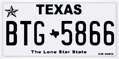 TX license plate BTG5866