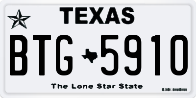 TX license plate BTG5910