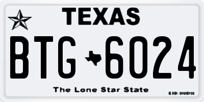TX license plate BTG6024