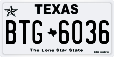 TX license plate BTG6036