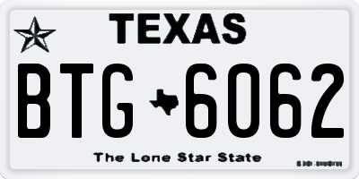 TX license plate BTG6062