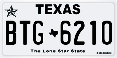 TX license plate BTG6210