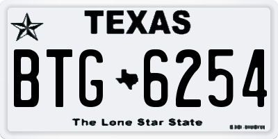 TX license plate BTG6254