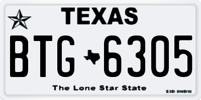 TX license plate BTG6305