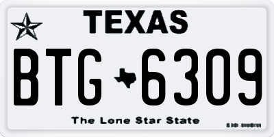 TX license plate BTG6309