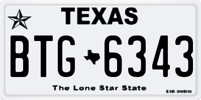 TX license plate BTG6343