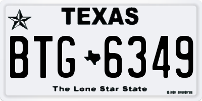 TX license plate BTG6349