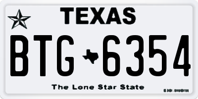 TX license plate BTG6354