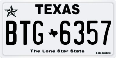 TX license plate BTG6357