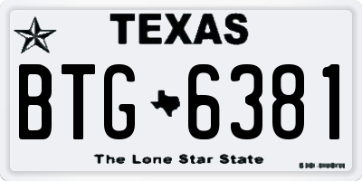 TX license plate BTG6381