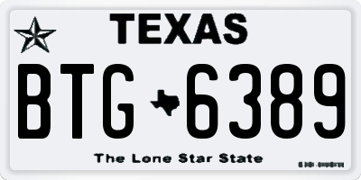 TX license plate BTG6389