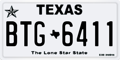 TX license plate BTG6411