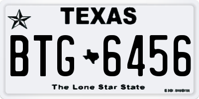TX license plate BTG6456