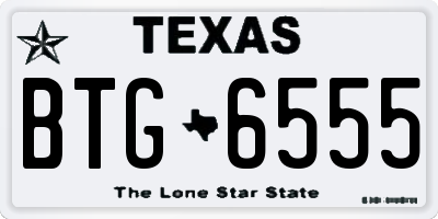 TX license plate BTG6555