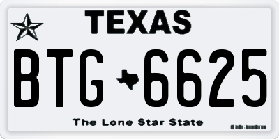 TX license plate BTG6625