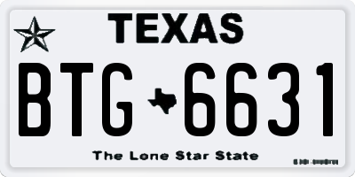 TX license plate BTG6631