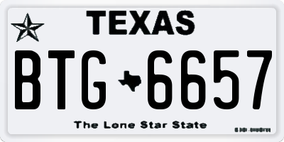 TX license plate BTG6657