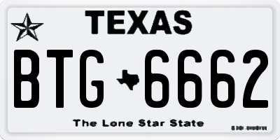 TX license plate BTG6662