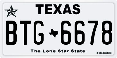 TX license plate BTG6678