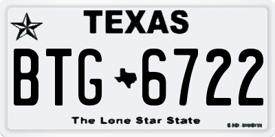 TX license plate BTG6722