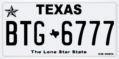TX license plate BTG6777