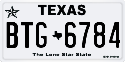 TX license plate BTG6784