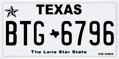 TX license plate BTG6796