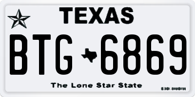 TX license plate BTG6869