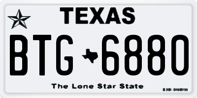 TX license plate BTG6880