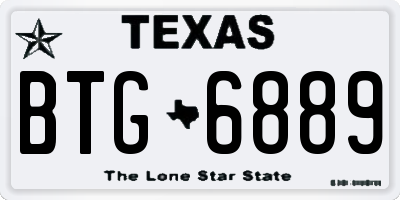 TX license plate BTG6889