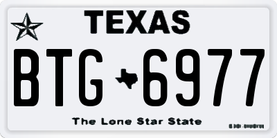 TX license plate BTG6977