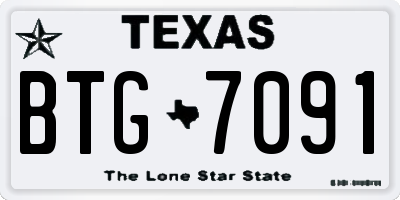 TX license plate BTG7091
