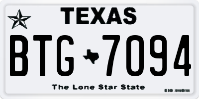 TX license plate BTG7094