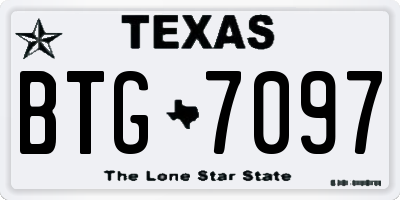 TX license plate BTG7097