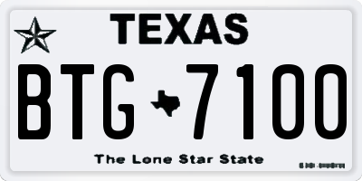 TX license plate BTG7100