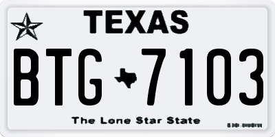 TX license plate BTG7103