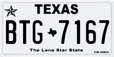 TX license plate BTG7167