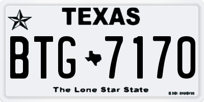 TX license plate BTG7170