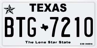 TX license plate BTG7210