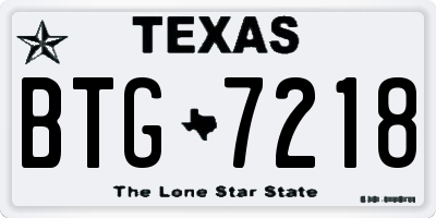 TX license plate BTG7218