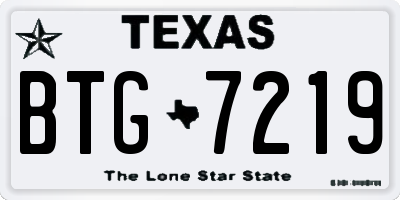 TX license plate BTG7219