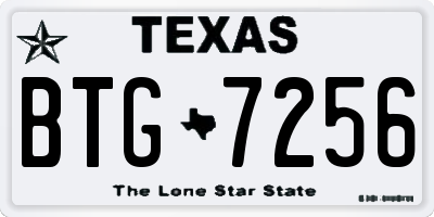 TX license plate BTG7256