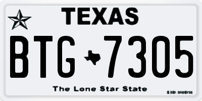 TX license plate BTG7305
