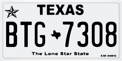 TX license plate BTG7308