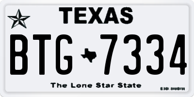 TX license plate BTG7334