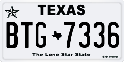 TX license plate BTG7336