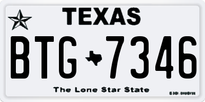TX license plate BTG7346